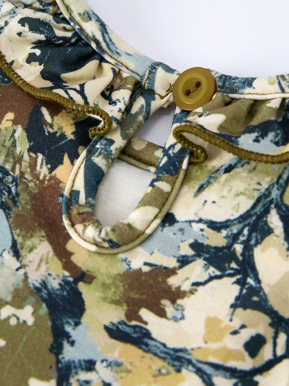 Duck Smocking Embroidery Baby Girls Camouflage Romper