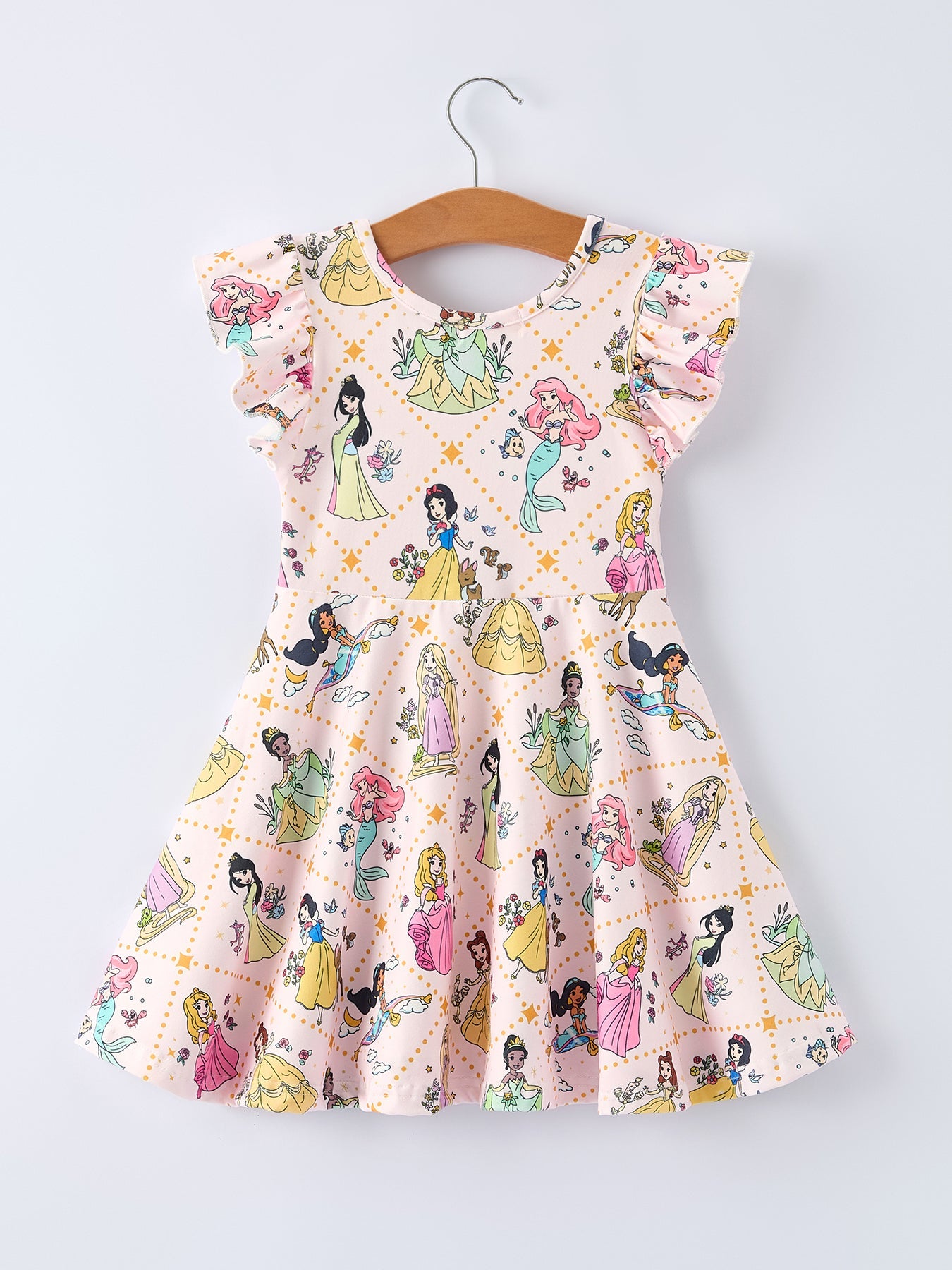 PREORDER Summer Pattern Ruffle Sleeve Girls Dress