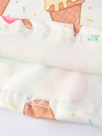 Colorful Ice Cream Pattern Girls Summer Dress