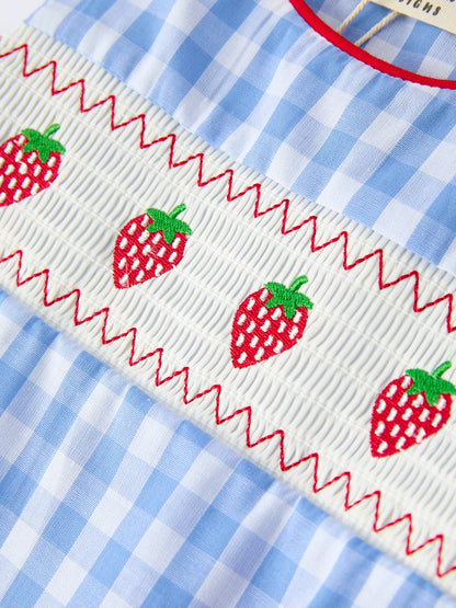 Baby Boys Summer Strawberry Embroidered Smocked Romper