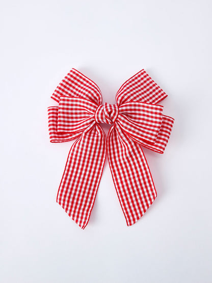 Red and white Plaid Girls Hairpin 4 Inches