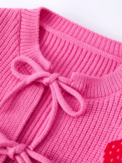 Girls Strawberry Cardigan Sweater