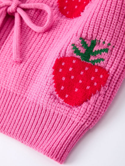 Girls Strawberry Cardigan Sweater