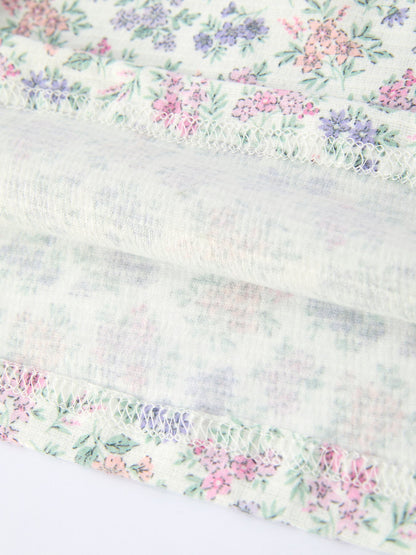 Spring Purple Floral Embroidered Smocked Bow Girl Dress