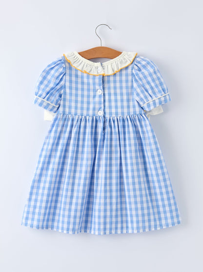 Spring Daisy Bow Smocked Toddler Girl Dress
