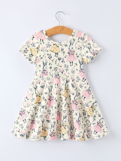 Easter Vintage Bunny Girls Twirl Dress