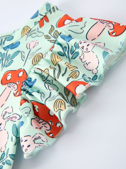 Easter Bunny and Mushroom Print Girls' Dress