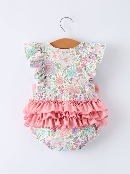 PREORDER Girls Pink Floral Sleeveless Baby Girls Romper