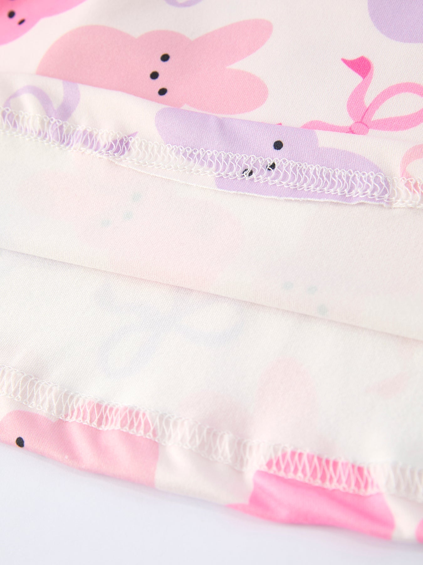 Spring Easter Bunny Bow Print Girls Short Sleeves Dress