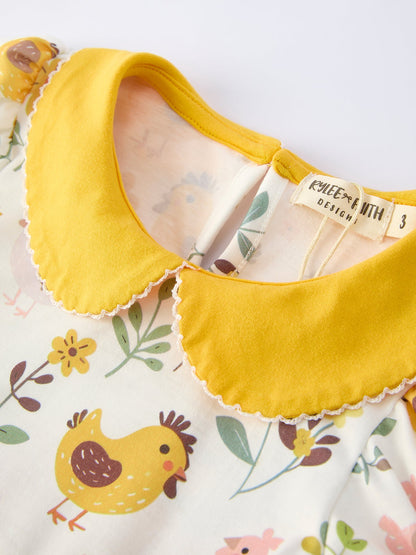 Spring Chick Scallop Short-Sleeve Girl Dress