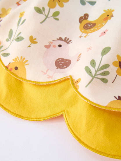 Spring Chick Scallop Short-Sleeve Girl Dress