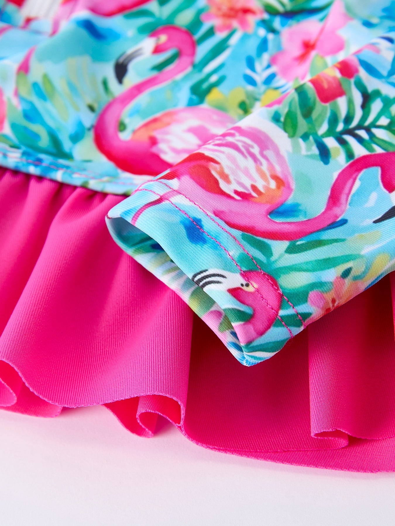 Summer Flamingo Long Sleeve Girl Swimwear Set