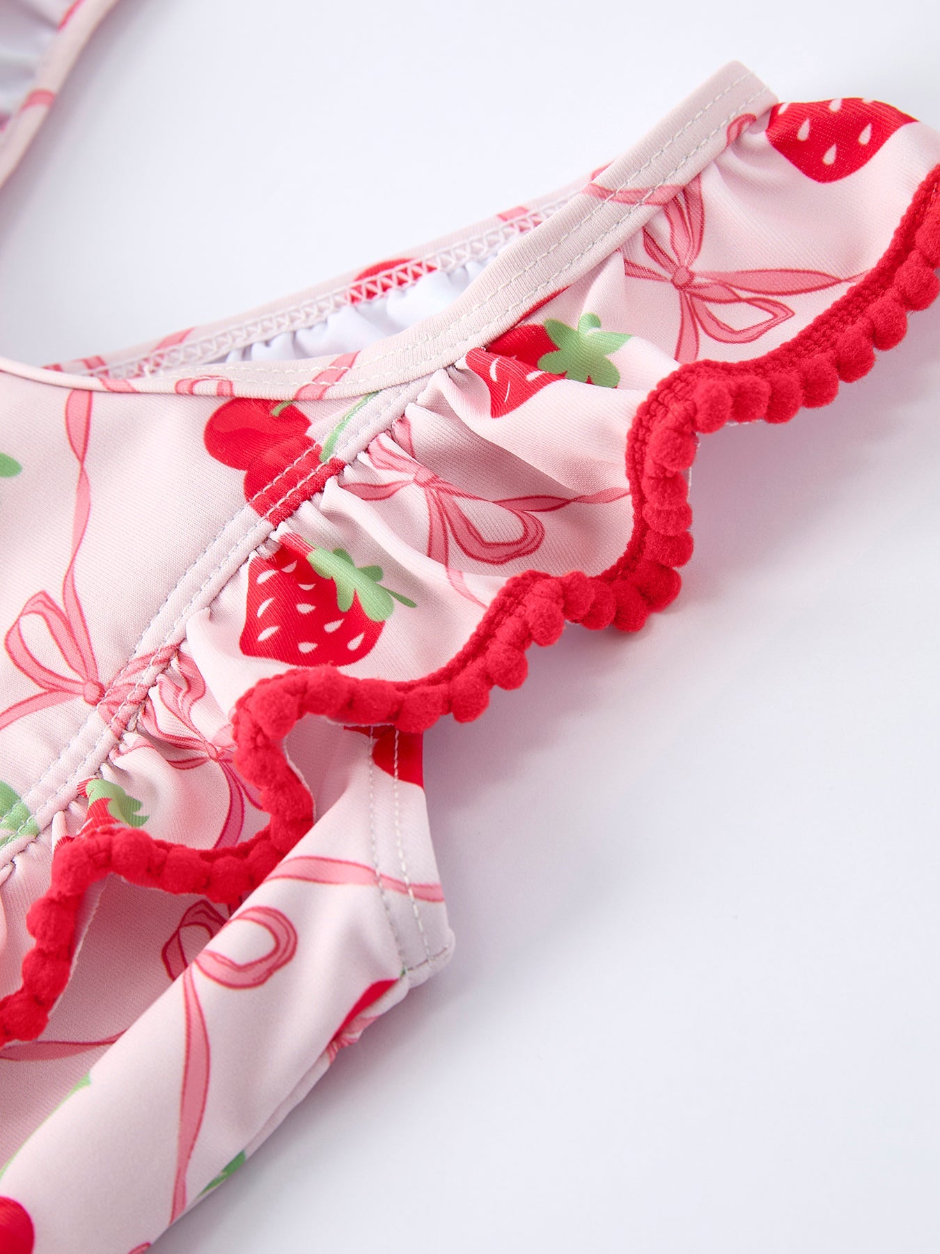 Summer Strawberry Cherry Ruffle Girl Swimwear Set