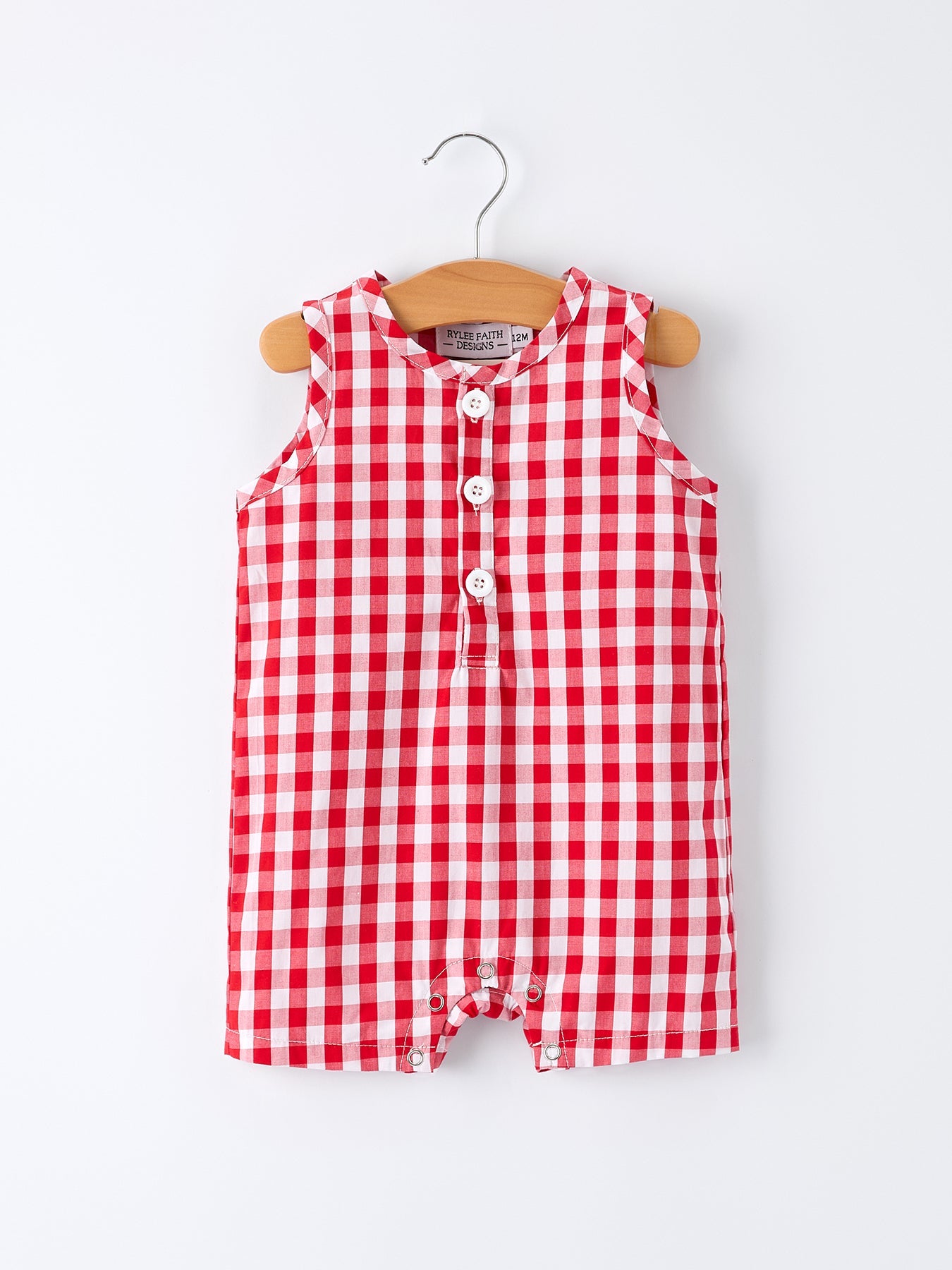 Summer Plaid Smocked Ruffle Boys Romper Sibling Outfits