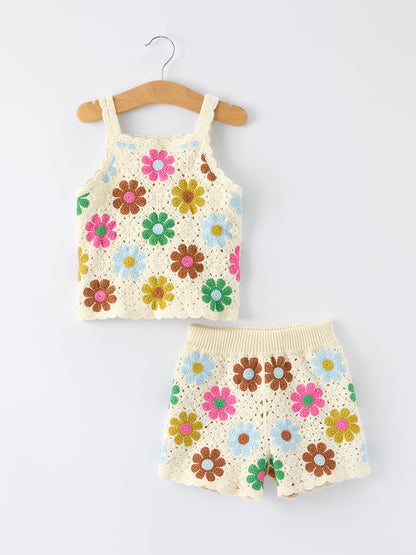 Summer Crochet Floral Girl Set