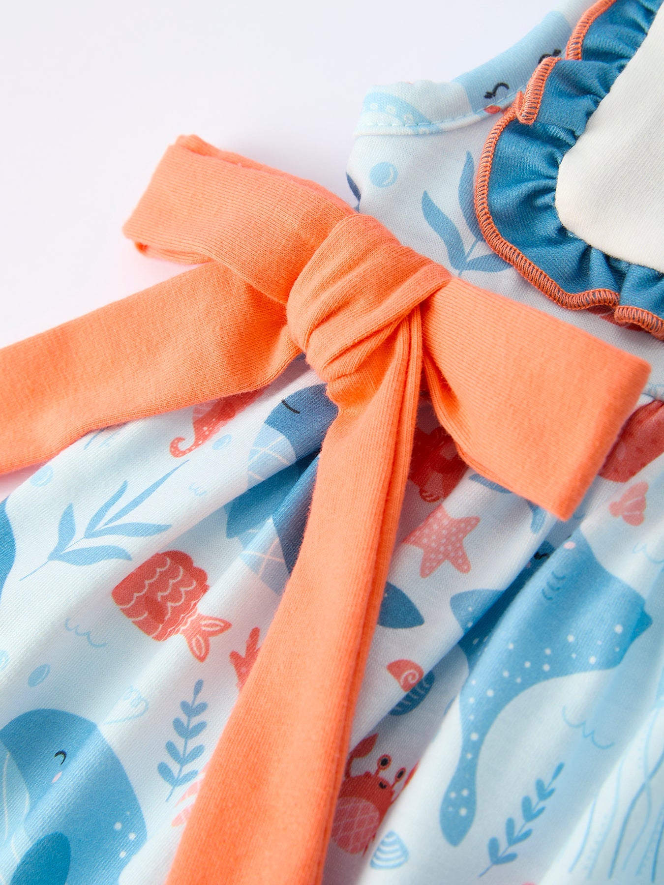 Marine Animal Embroidered Girls Dress