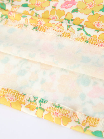 Easter Yellow Chick Embroidery Floral Girl Dress Petal Collar