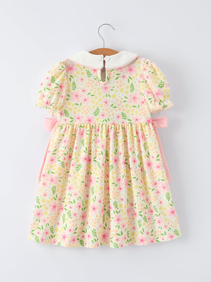 Easter Bunny Embroidery Smocking Cute Baby Girls Dress