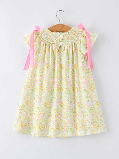 Spring Floral Smocked Girl Dress