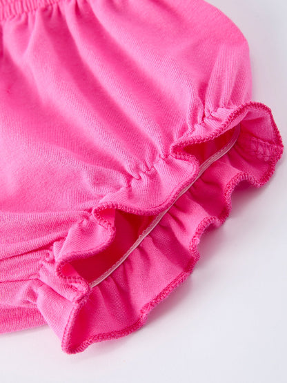 Easter Pink Bunny Embroidered Floral Long-Sleeved Girl Bloomer Set