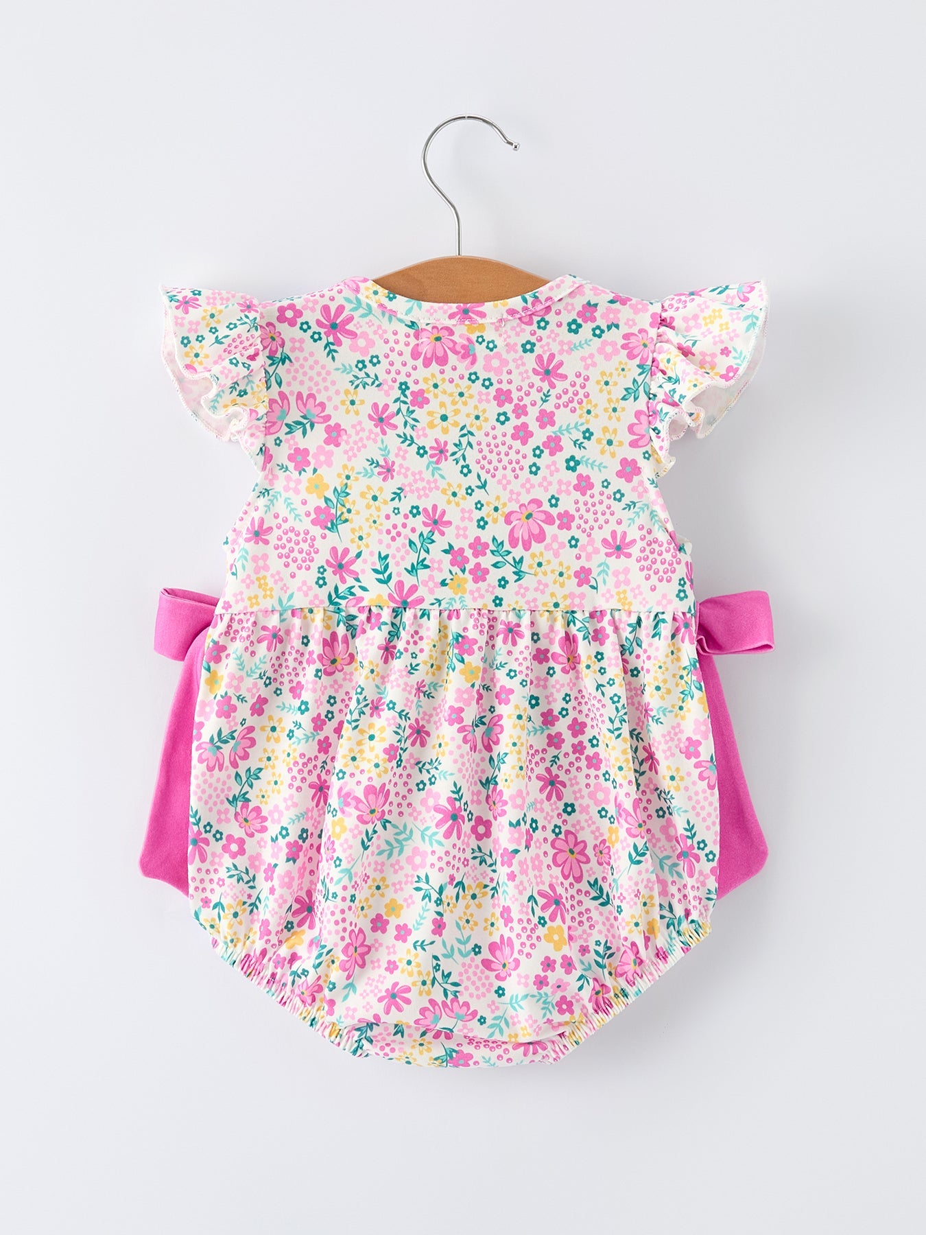 Easter Colorful Floral Bunny Bow Smocking Embroidery Baby Girl Romper