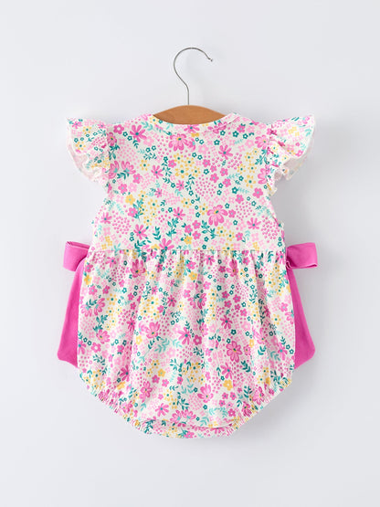 Easter Colorful Floral Bunny Bow Smocking Embroidery Baby Girl Romper