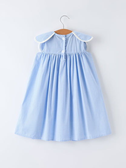 Blue Petal Peter Pan Collar Bishop Christening Girls Dress