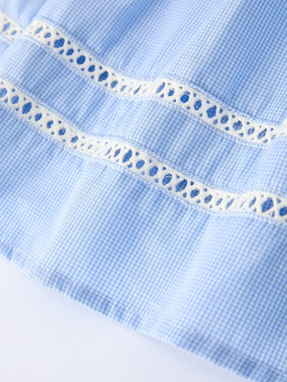 Blue Petal Peter Pan Collar Bishop Christening Girls Dress