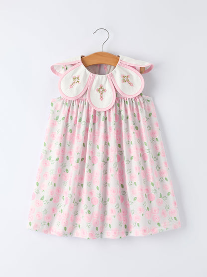 Floral Smocked Petal Peter Pan Collar Dress