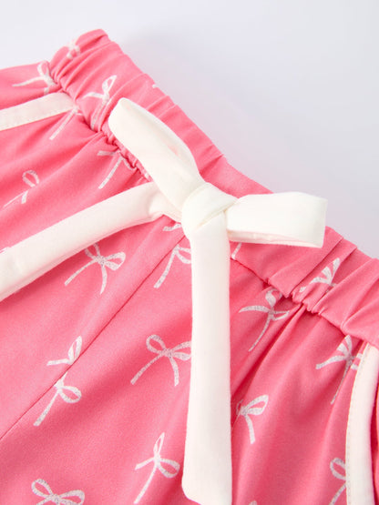 Mommy & Me Bow Print Ruffle Pajama Set