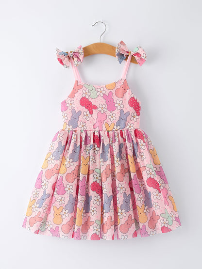 Easter Bunny Print Girl Tulle Dress