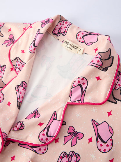 Mommy & Me Western Print Ruffle Pajama Set