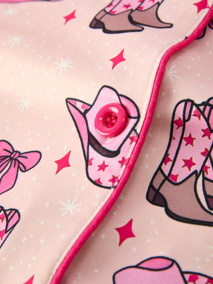 Mommy & Me Western Print Ruffle Pajama Set