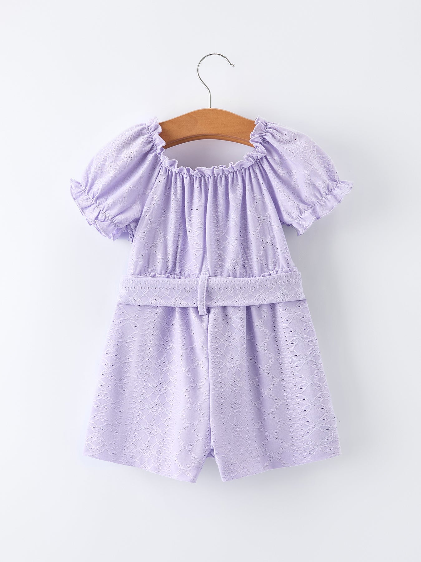 Spring Purple Short-sleeved Girls Jumpsuit