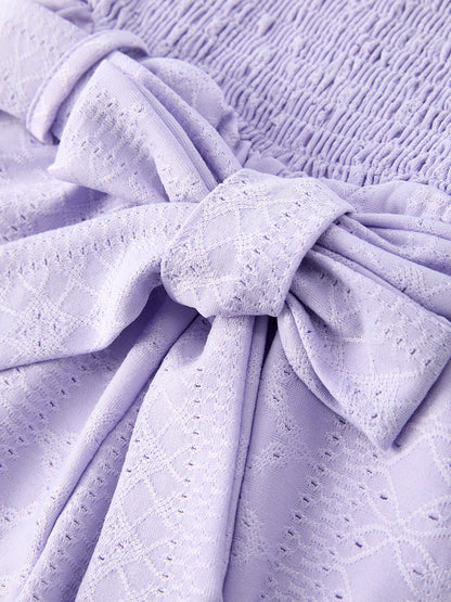 Spring Purple Short-sleeved Girls Jumpsuit