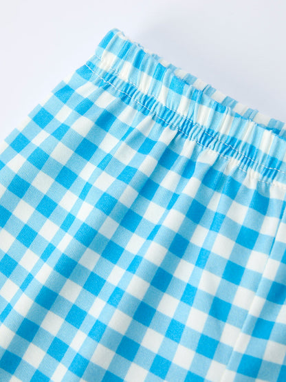 Fish Embroidery Smocking Plaid Boys'Set