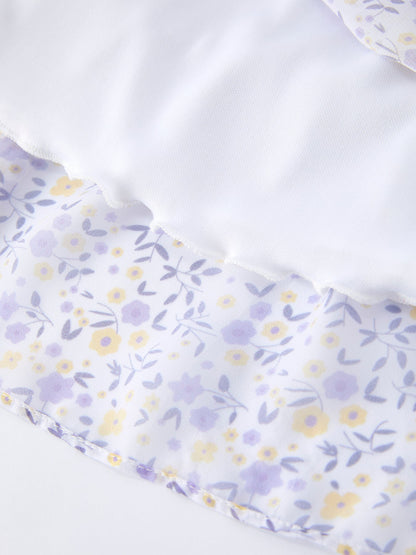 Spring Floral Girls Ruffle Bow Spaghetti Strap Dress