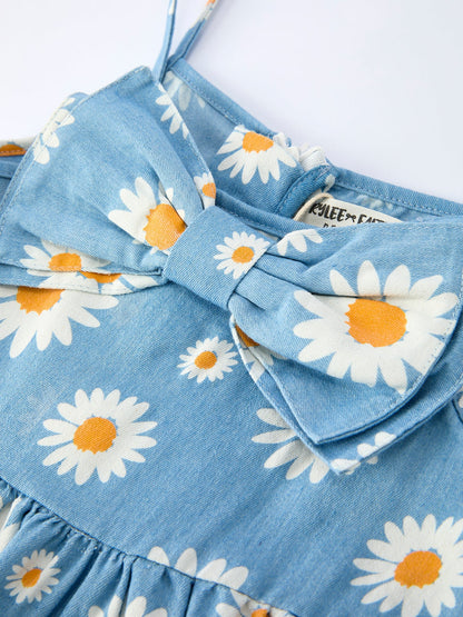 Spring Daisy Girls' Blue Denim Dress