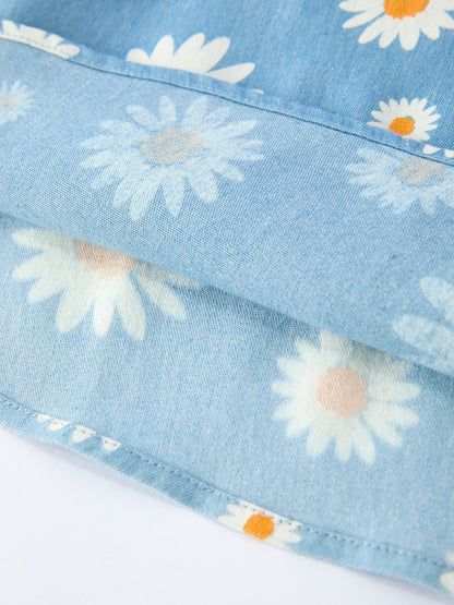 Spring Daisy Girls' Blue Denim Dress