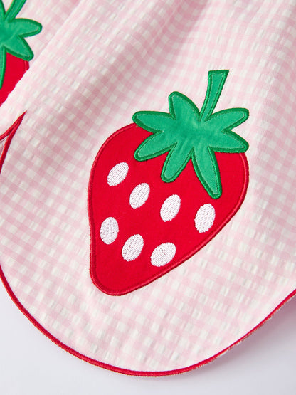 Girls' Plaid Smocked Strawberry Applique Dress