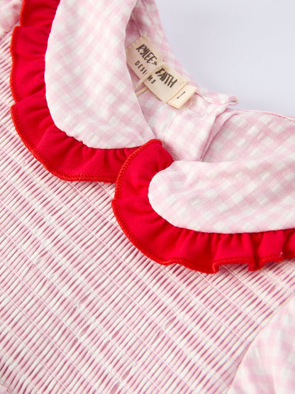 PREORDER Girls' Plaid Smocked Strawberry Applique Shorts Set