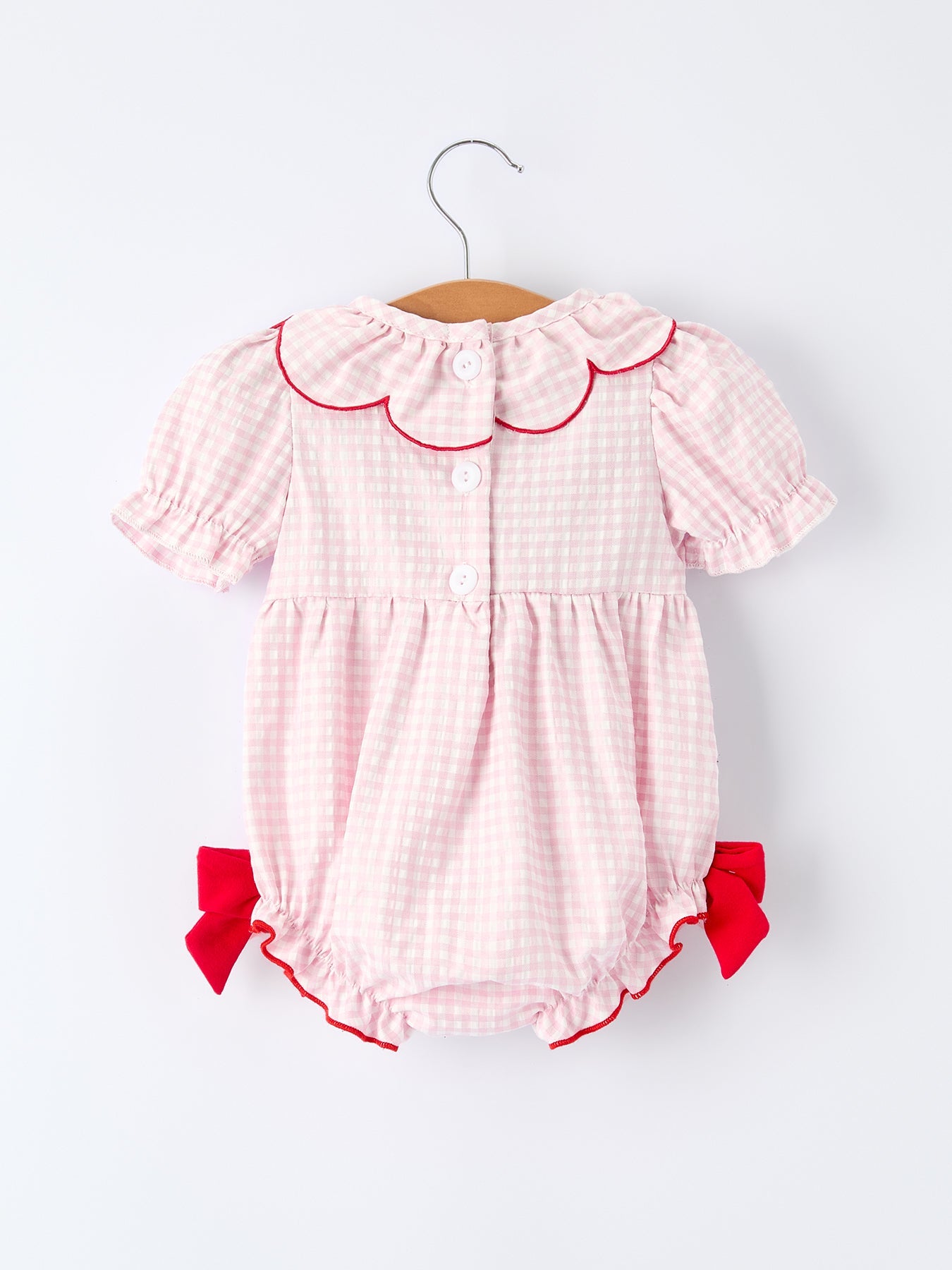 Baby Girls' Plaid Smocked Strawberry Applique Romper