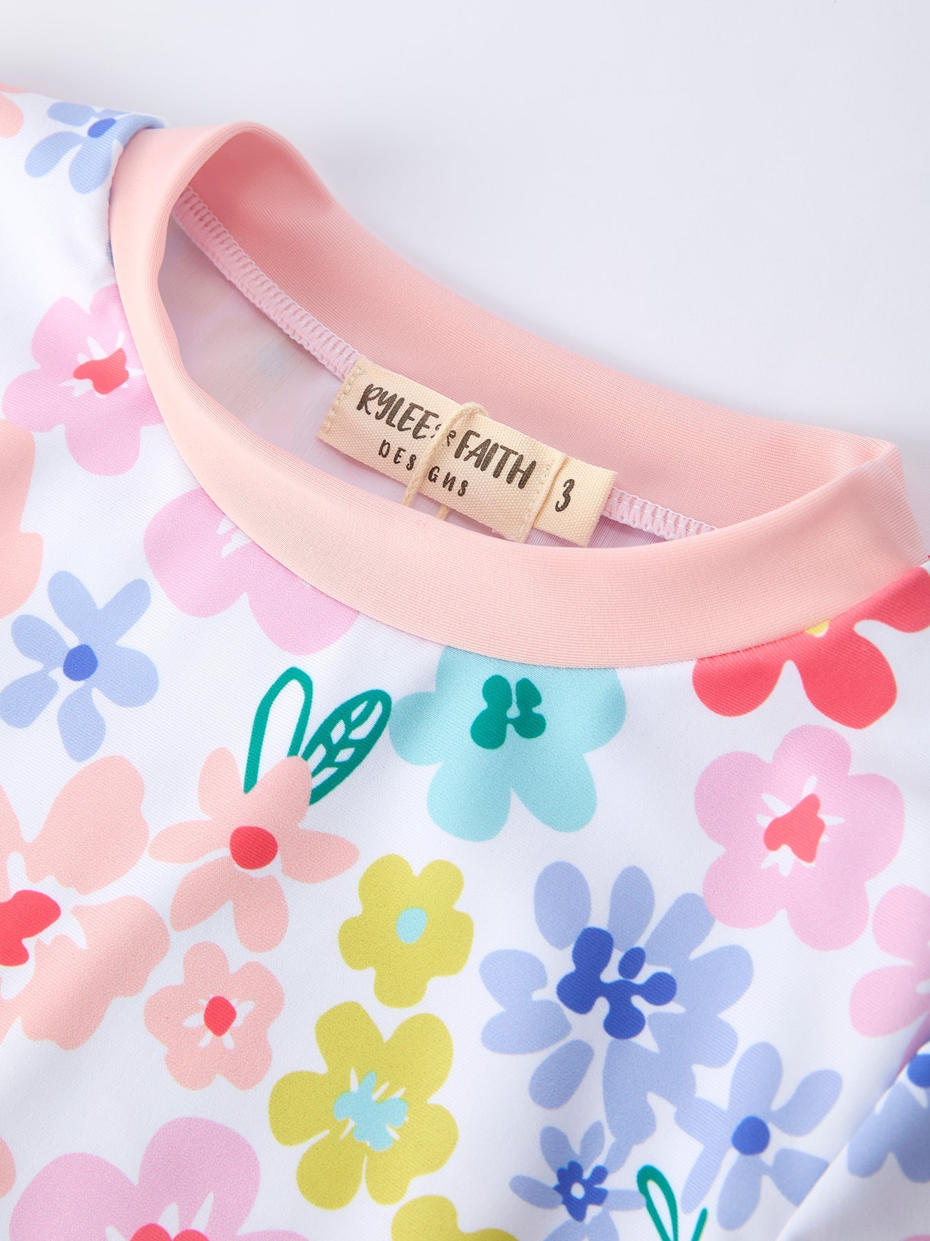 Summer Floral Girls Long Sleeve Swim Set