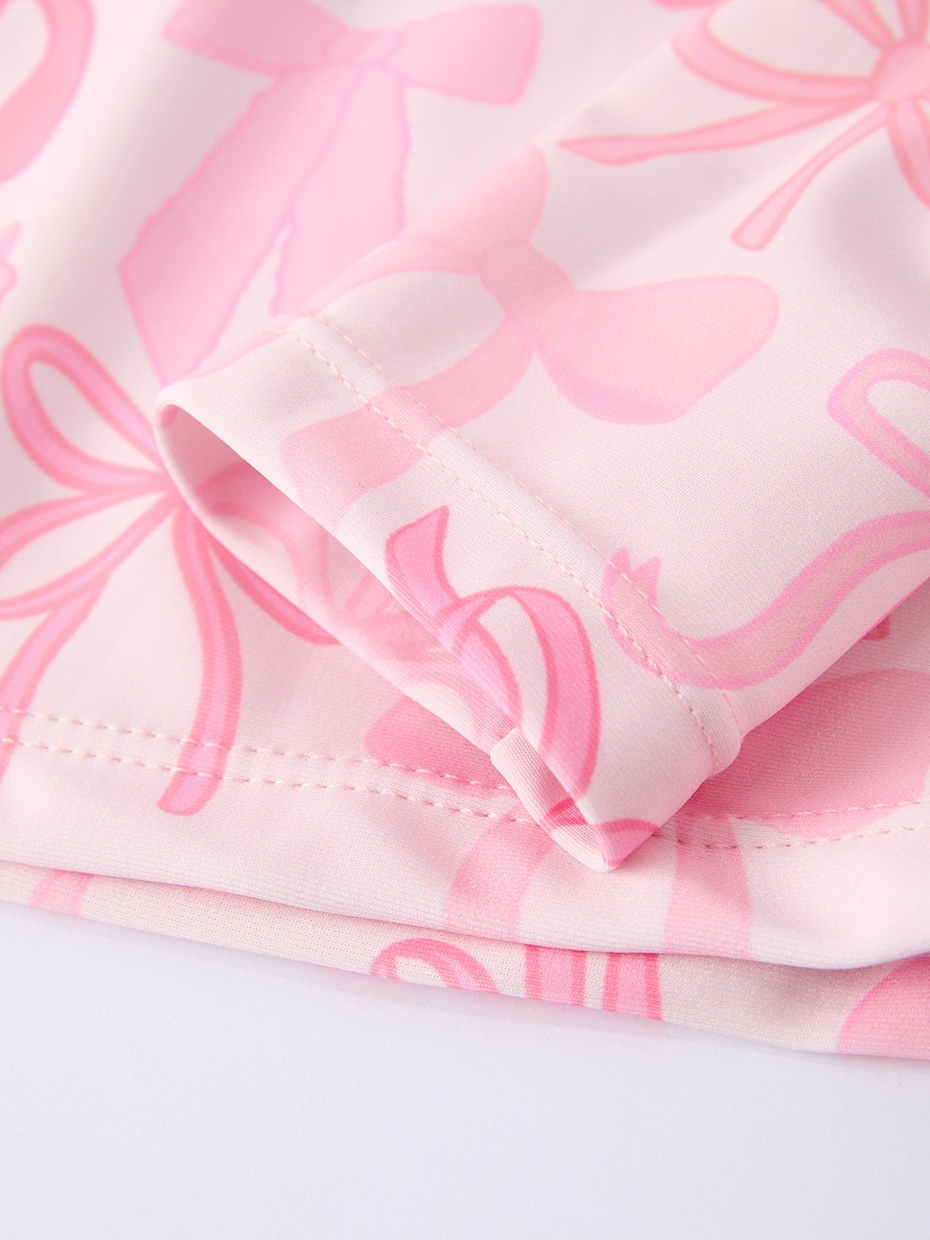 Summer Bow Print Girls Long Sleeve Swim Set