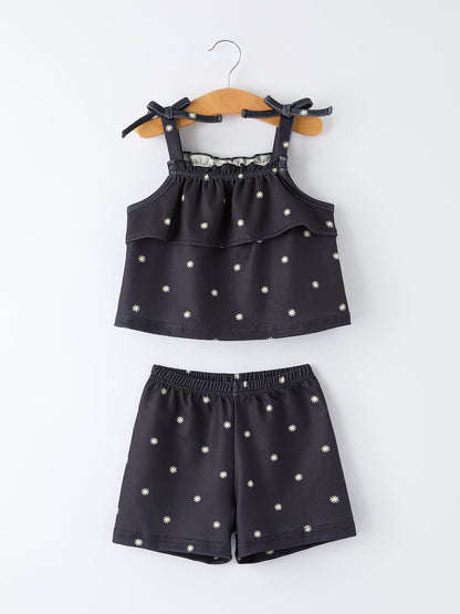 Summer Daisy  Girls Bow Ruffle Set