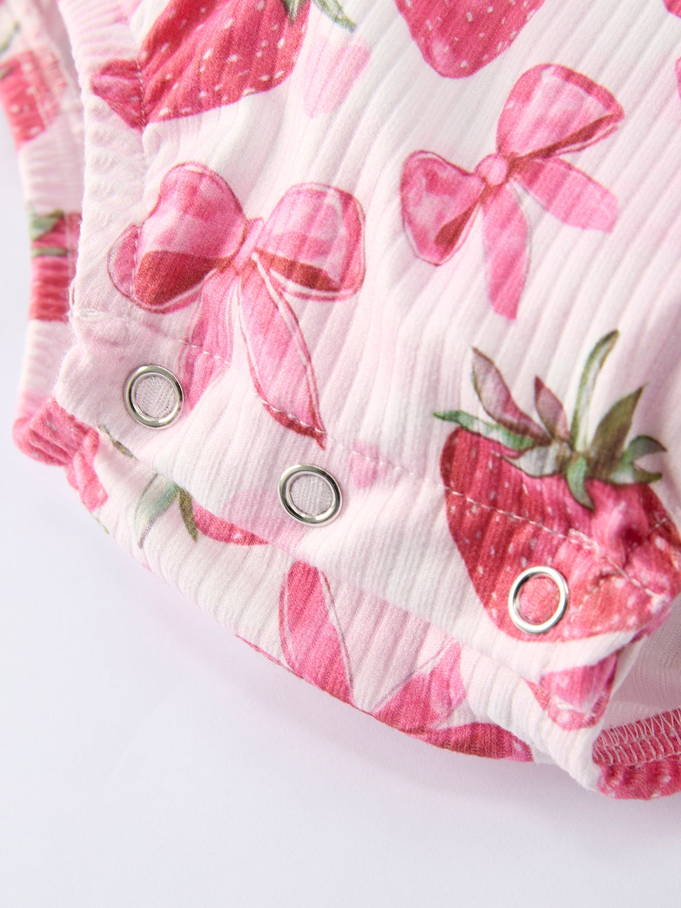Summer Strawberry Bow Baby Girl Romper