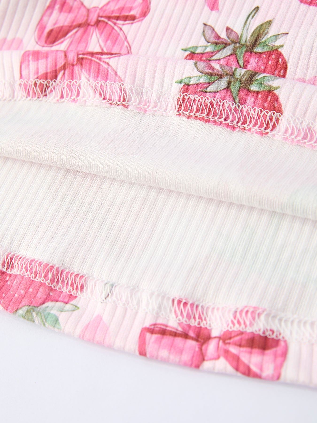 Summer Strawberry Bow Girls Short Sleeve Dress