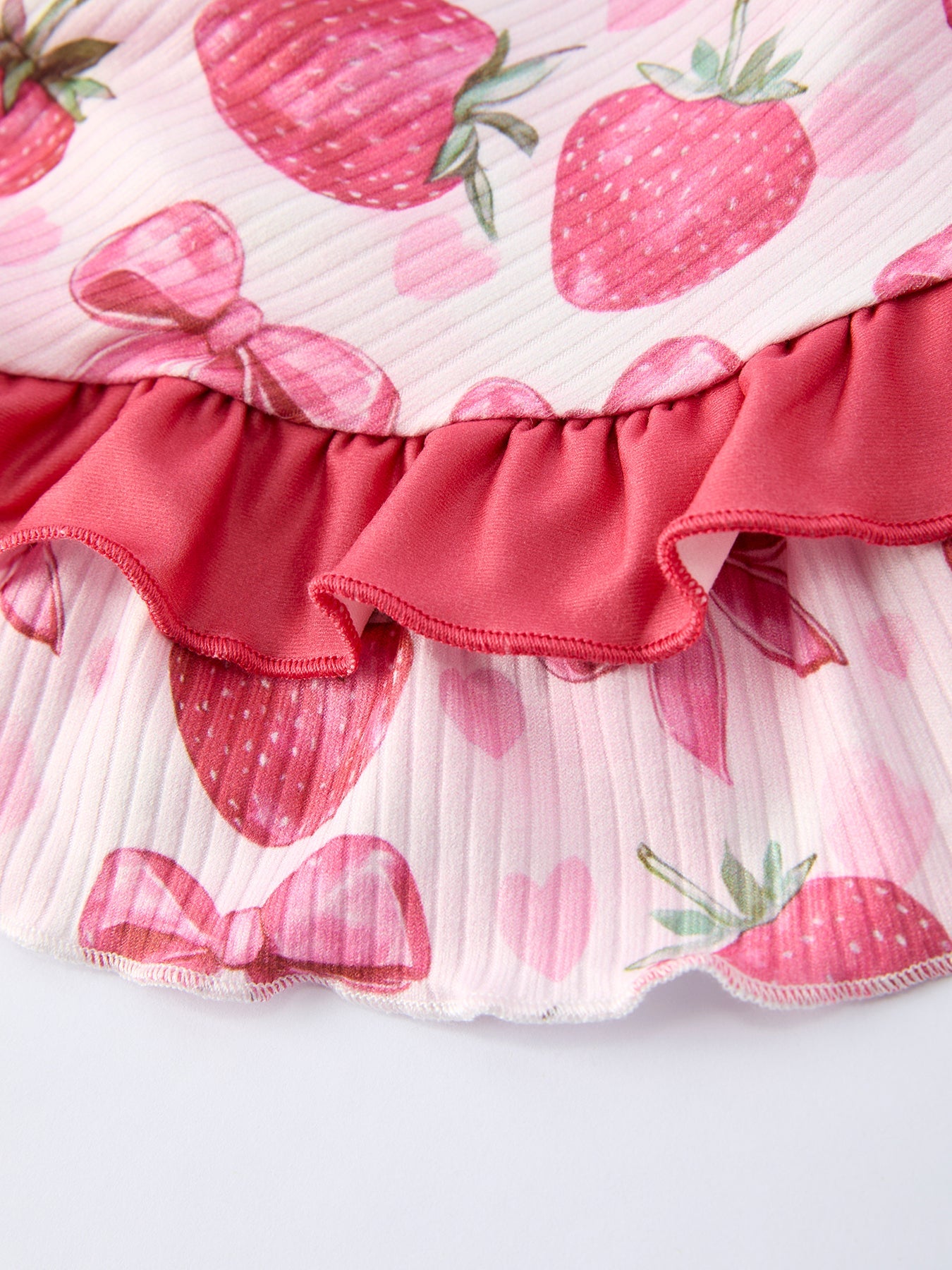 Summer Strawberry Bow Girls Jumpsuit