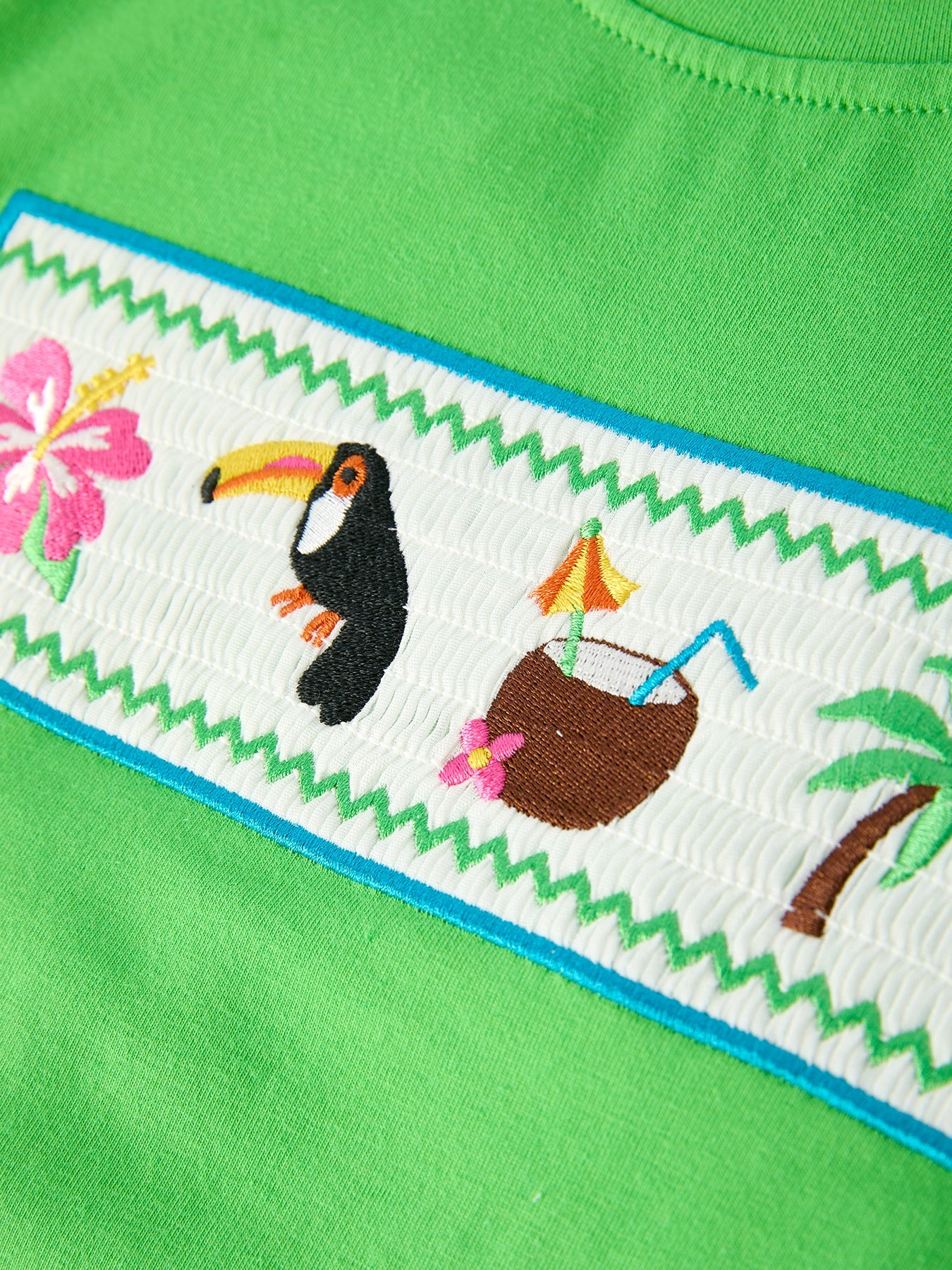 Summer Tropical Embroidered Boys Short Sleeve Top Shorts Set