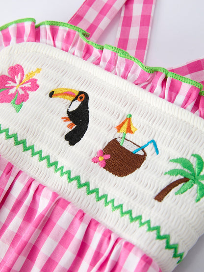 Summer Tropical Embroidery Baby Girls Romper